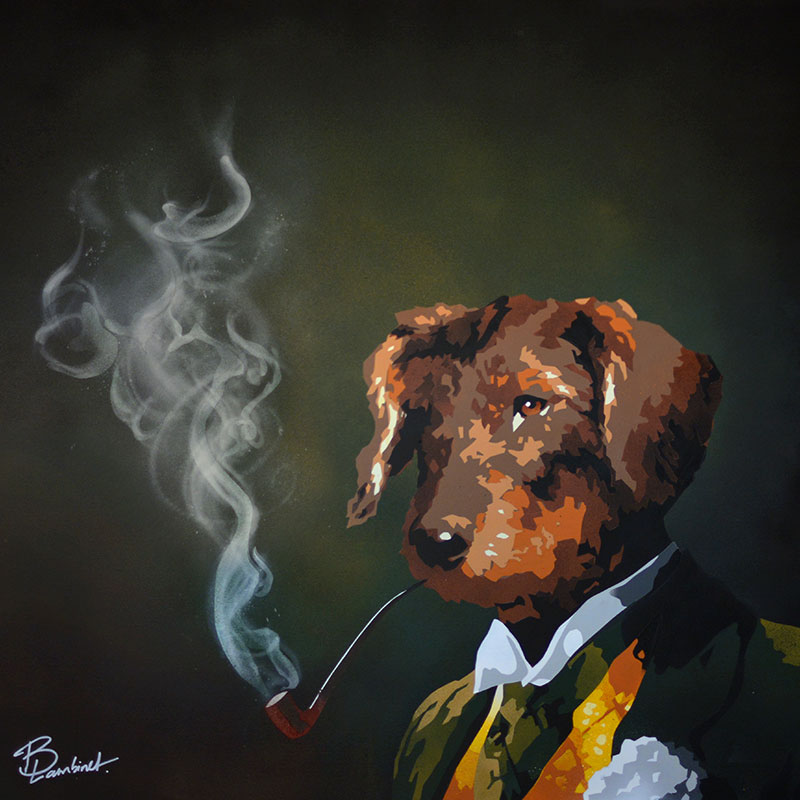 Peinture Dog with a Pipe - apercu